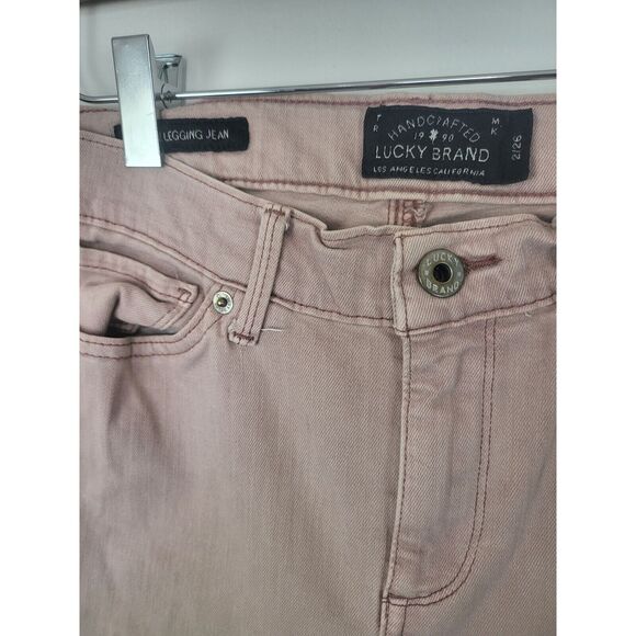 Lucky Brand Brooke Legging Jean 2/26 Womens Mid Rise Light Pink Raw Hem Skinny - Picture 4 of 7